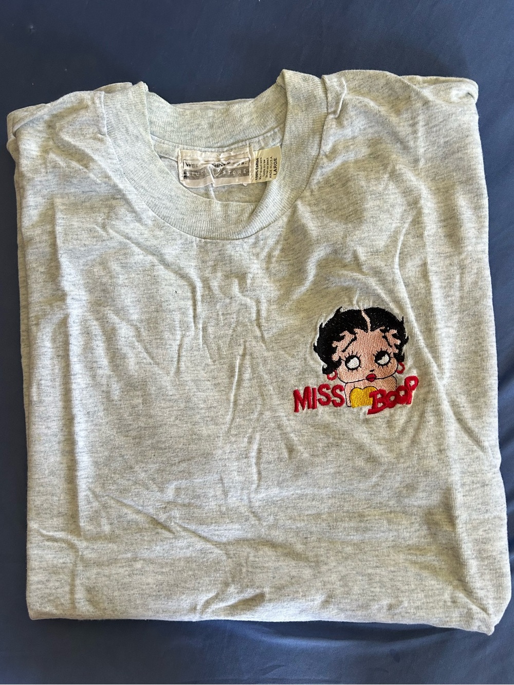 Betty Boop Gray Embroidered Tee - Miss Boop Graphic